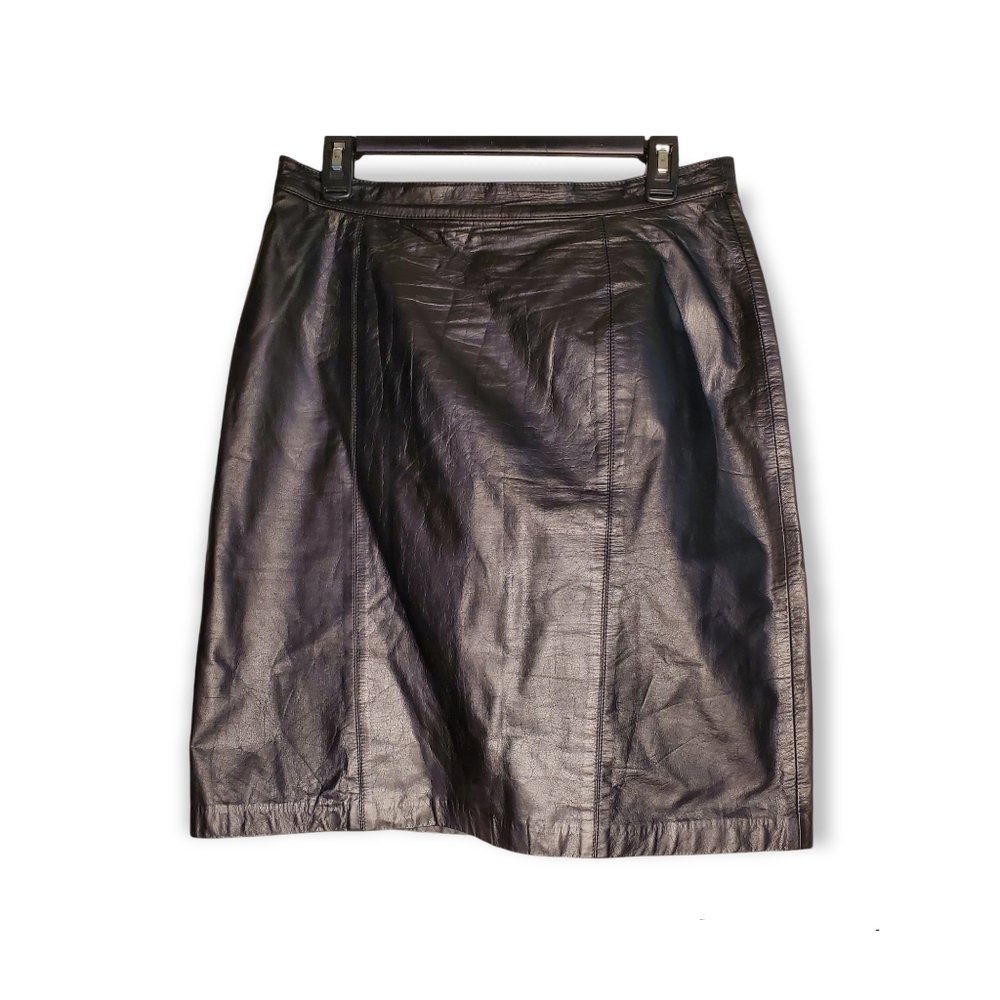 Cedars Black Leather Pencil Skirt Size 10-12